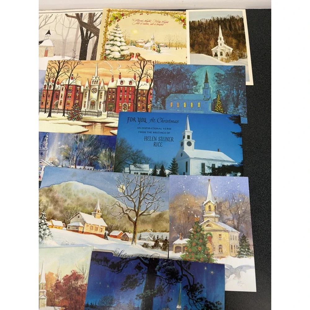 Vintage Christmas Cards Fronts ONLY Churches Cathedrals Scrapbooking Crafts 50+